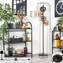 hofstein Apedo Lampadaire Ambre, Fumé, 4 lumières