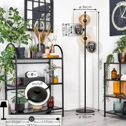 hofstein Apedo Lampadaire Ambre, Fumé, 4 lumières