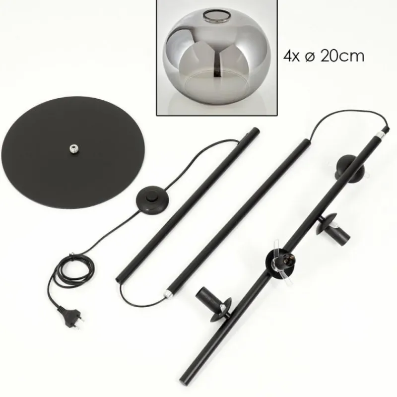 Suspension Verre Fumé-hofstein Apedo Lampadaire Fumé, 4 lumières