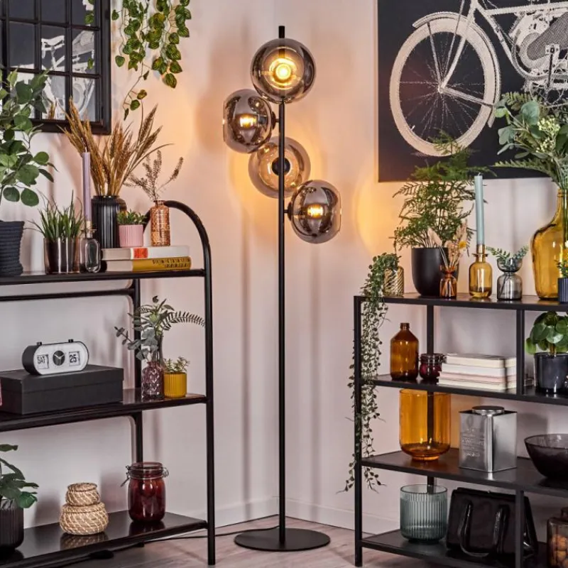 Suspension Verre Fumé-hofstein Apedo Lampadaire Fumé, 4 lumières