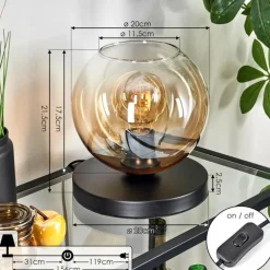 hofstein Apedo Lampe à poser Ambre, Clair, 1 lumière