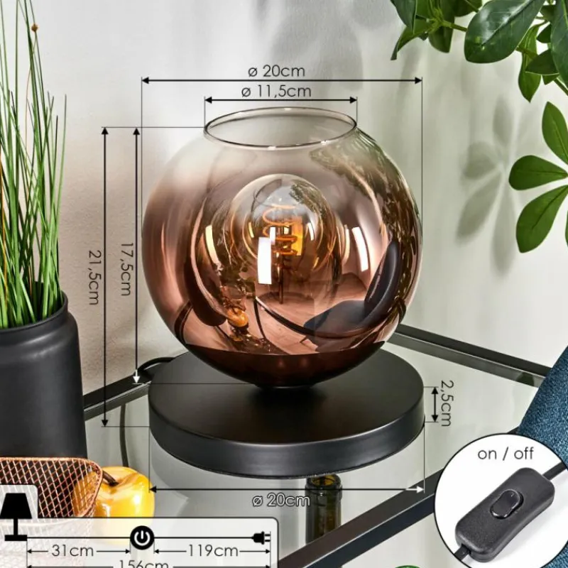 hofstein Apedo Lampe à poser Clair, Cuivré, 1 lumière