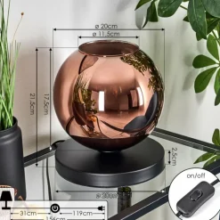 hofstein Apedo Lampe à poser Cuivré, 1 lumière