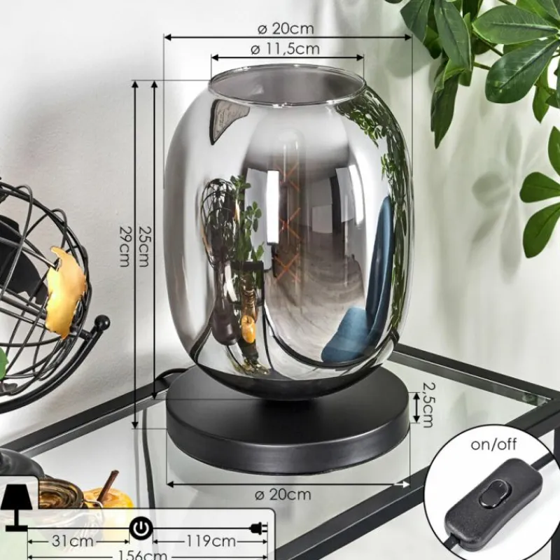 hofstein Apedo Lampe à poser Noir, 1 lumière