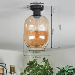 hofstein Apedo Plafonnier Ambre, 1 lumière