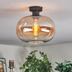 hofstein Apedo Plafonnier Ambre, Clair, 1 lumière