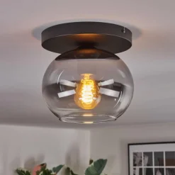 hofstein Apedo Plafonnier, Boule lumineuse Clair, Fumé, 1 lumière