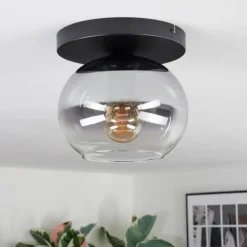 hofstein Apedo Plafonnier, Boule lumineuse Clair, Fumé, 1 lumière