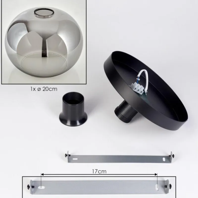 hofstein Apedo Plafonnier, Boule lumineuse Fumé, 1 lumière