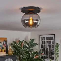 hofstein Apedo Plafonnier, Boule lumineuse Fumé, 1 lumière