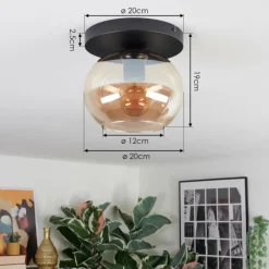 hofstein Apedo Plafonnier, Boule lumineuse Ambre, 1 lumière