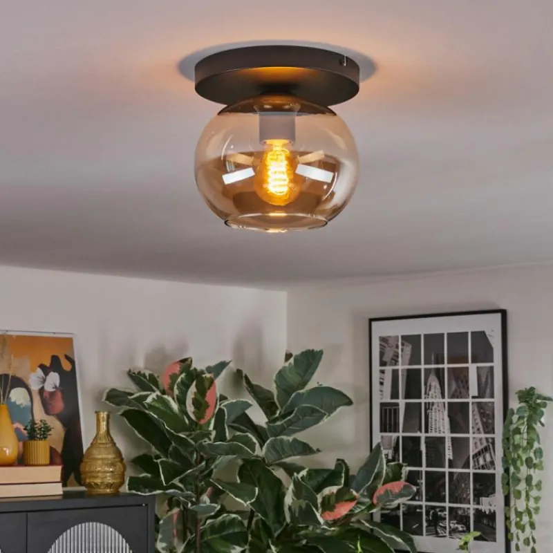 hofstein Apedo Plafonnier, Boule lumineuse Ambre, 1 lumière