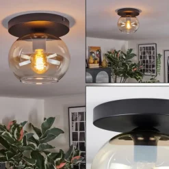 hofstein Apedo Plafonnier, Boule lumineuse Ambre, Clair, 1 lumière
