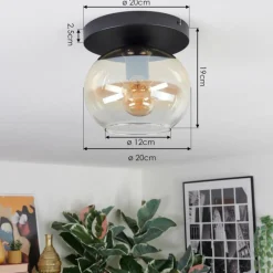 hofstein Apedo Plafonnier, Boule lumineuse Ambre, Clair, 1 lumière