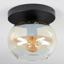 hofstein Apedo Plafonnier, Boule lumineuse Ambre, Clair, 1 lumière