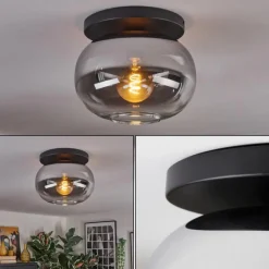 hofstein Apedo Plafonnier, Boule lumineuse Clair, Fumé, 1 lumière