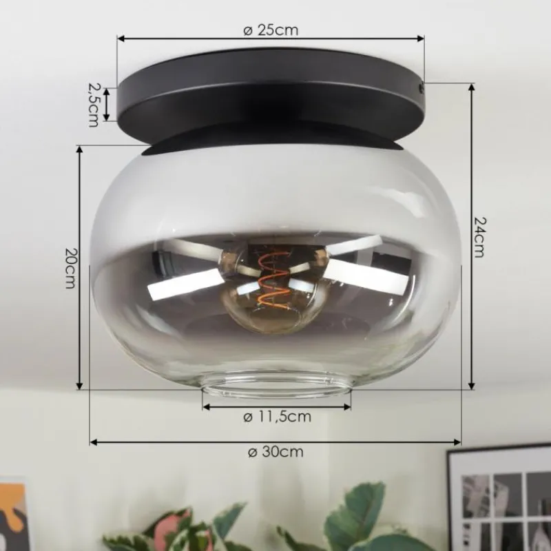 hofstein Apedo Plafonnier, Boule lumineuse Clair, Fumé, 1 lumière