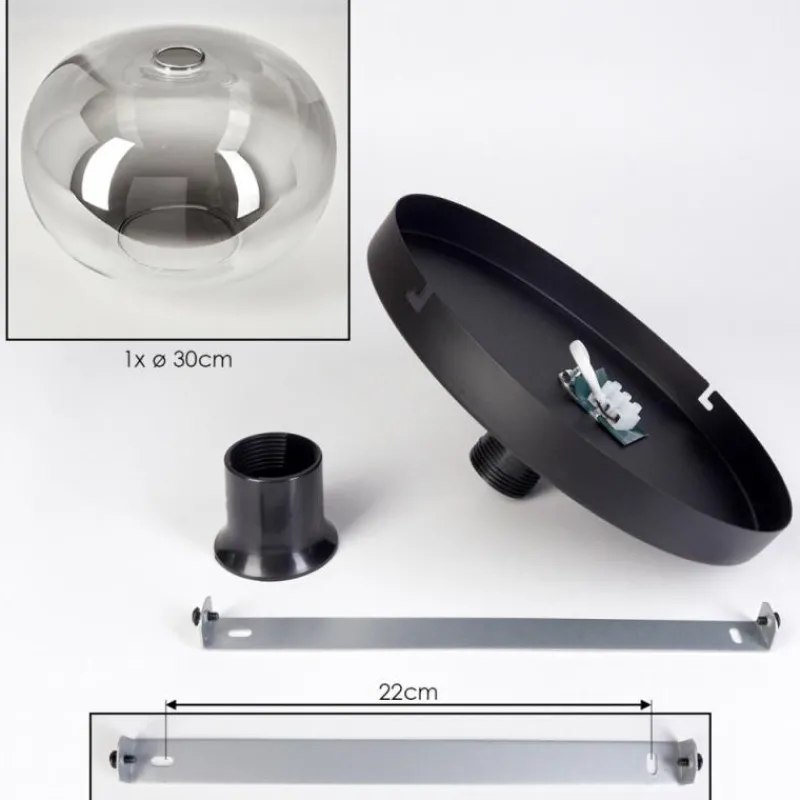 hofstein Apedo Plafonnier, Boule lumineuse Clair, Fumé, 1 lumière