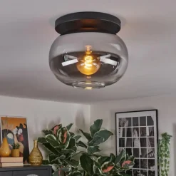 hofstein Apedo Plafonnier, Boule lumineuse Clair, Fumé, 1 lumière