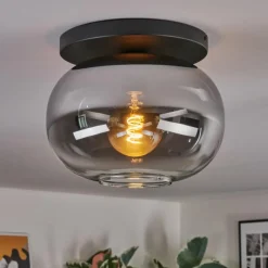 hofstein Apedo Plafonnier, Boule lumineuse Clair, Fumé, 1 lumière