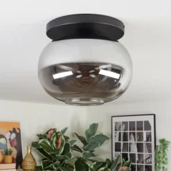 hofstein Apedo Plafonnier, Boule lumineuse Fumé, 1 lumière