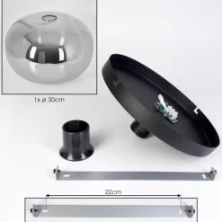 hofstein Apedo Plafonnier, Boule lumineuse Fumé, 1 lumière