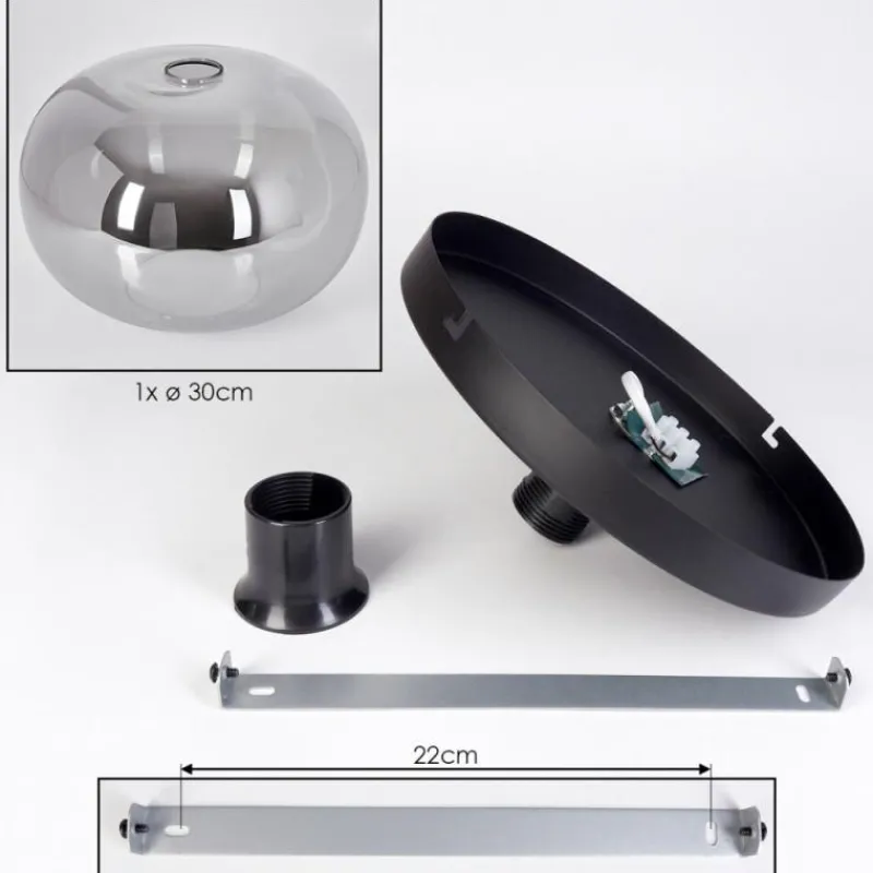 hofstein Apedo Plafonnier, Boule lumineuse Fumé, 1 lumière