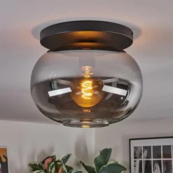 hofstein Apedo Plafonnier, Boule lumineuse Fumé, 1 lumière