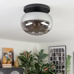 hofstein Apedo Plafonnier, Boule lumineuse Fumé, 1 lumière