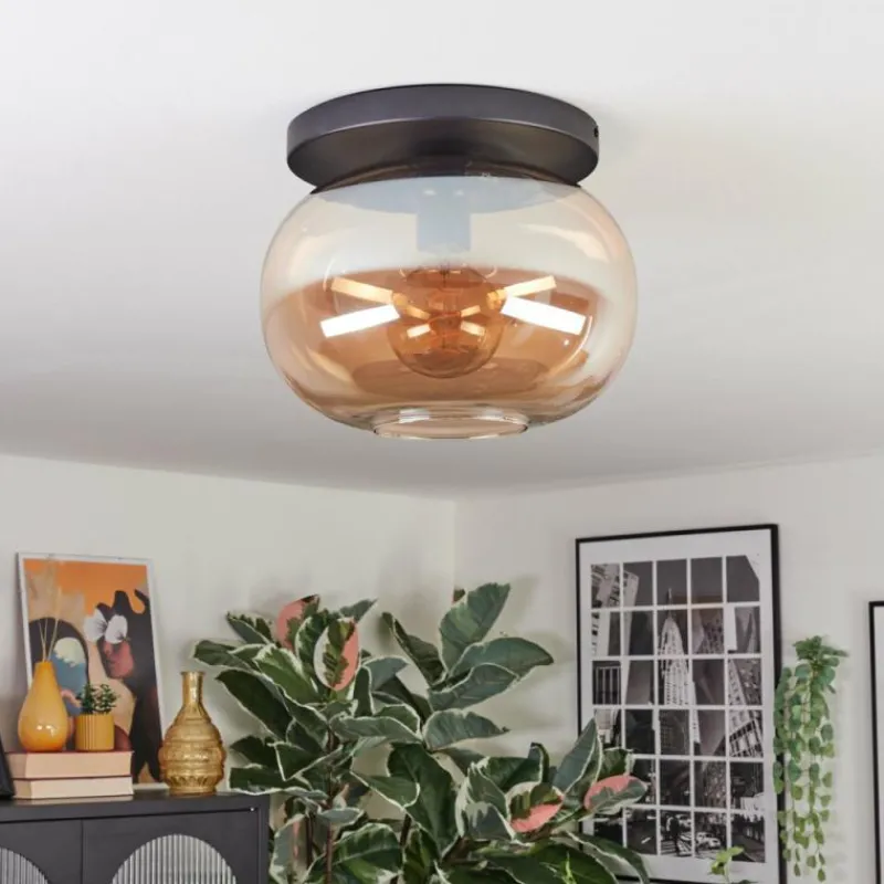 hofstein Apedo Plafonnier, Boule lumineuse Ambre, 1 lumière