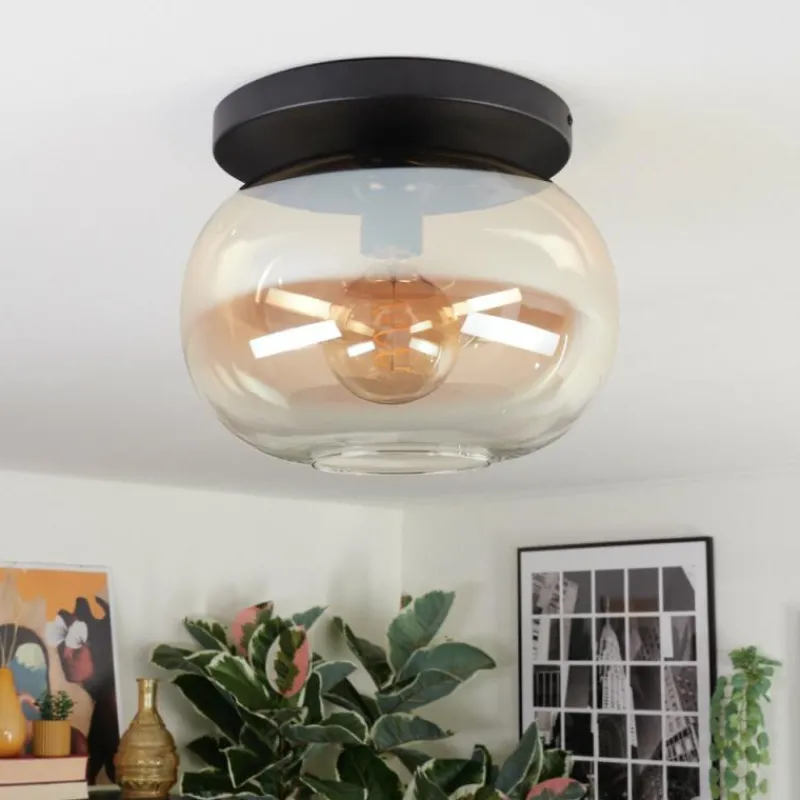 hofstein Apedo Plafonnier, Boule lumineuse Ambre, Clair, 1 lumière