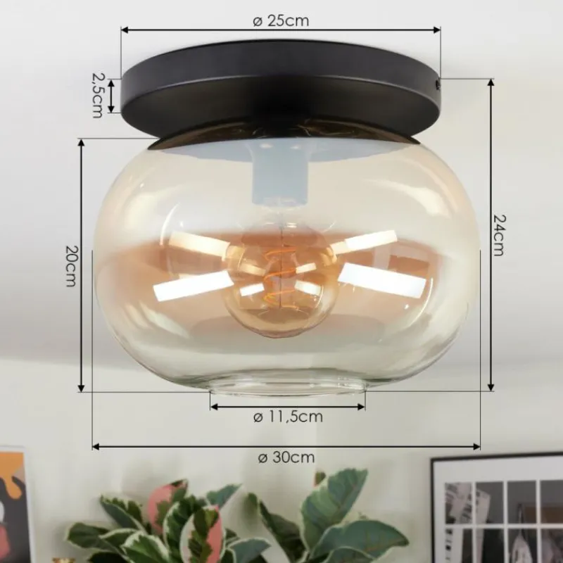 hofstein Apedo Plafonnier, Boule lumineuse Ambre, Clair, 1 lumière