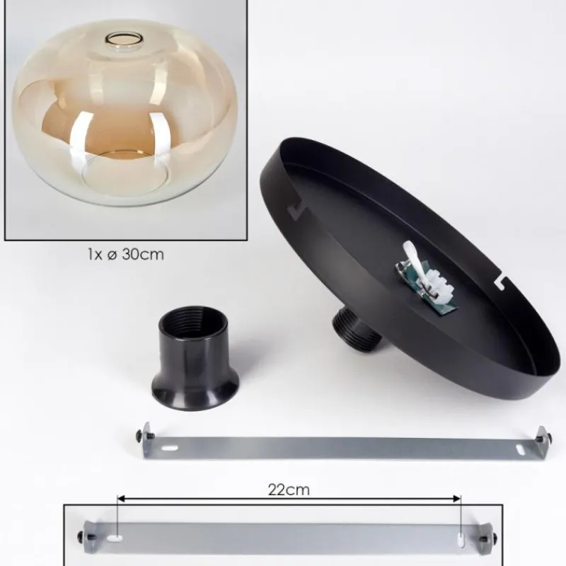 hofstein Apedo Plafonnier, Boule lumineuse Ambre, Clair, 1 lumière