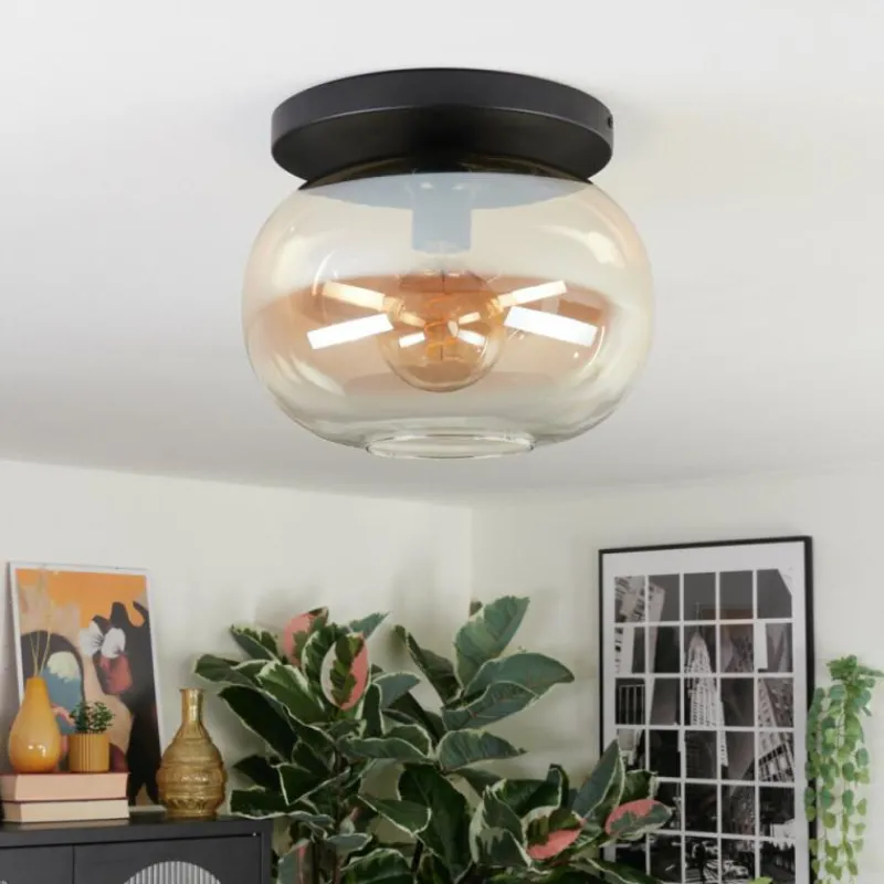 hofstein Apedo Plafonnier, Boule lumineuse Ambre, Clair, 1 lumière