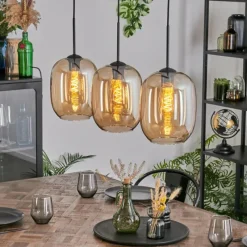 hofstein Apedo Suspension Ambre, 3 lumières