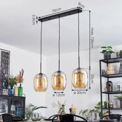 hofstein Apedo Suspension Ambre, 3 lumières