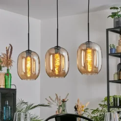 hofstein Apedo Suspension Ambre, 3 lumières