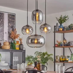 hofstein Apedo Suspension, Boule lumineuse, Suspension Clair, Fumé, 4 lumières