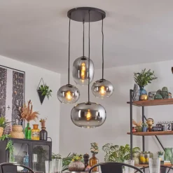 hofstein Apedo Suspension, Boule lumineuse, Suspension Clair, Fumé, 4 lumières