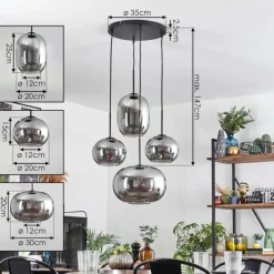 hofstein Apedo Suspension, Boule lumineuse, Suspension Fumé, 4 lumières