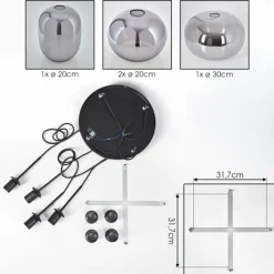 hofstein Apedo Suspension, Boule lumineuse, Suspension Fumé, 4 lumières