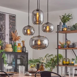 hofstein Apedo Suspension, Boule lumineuse, Suspension Fumé, 4 lumières