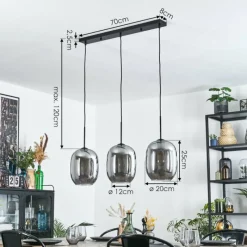 hofstein Apedo Suspension Fumé, 3 lumières