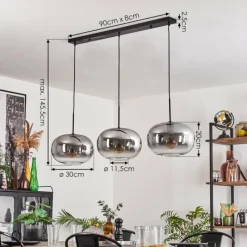 hofstein Apedo Suspension Noir, 3 lumières