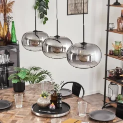 hofstein Apedo Suspension Noir, 3 lumières