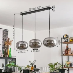 hofstein Apedo Suspension Noir, 3 lumières