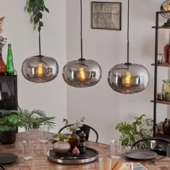 hofstein Apedo Suspension Noir, 3 lumières