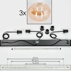 hofstein Apedo Suspension Noir, 3 lumières