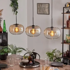 hofstein Apedo Suspension Noir, 3 lumières