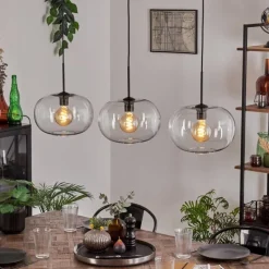 hofstein Apedo Suspension Noir, 3 lumières